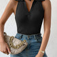 Summer V-Neck Ribbed Knit Crop Top - Sleeveless Turndown Collar in 10 Colors